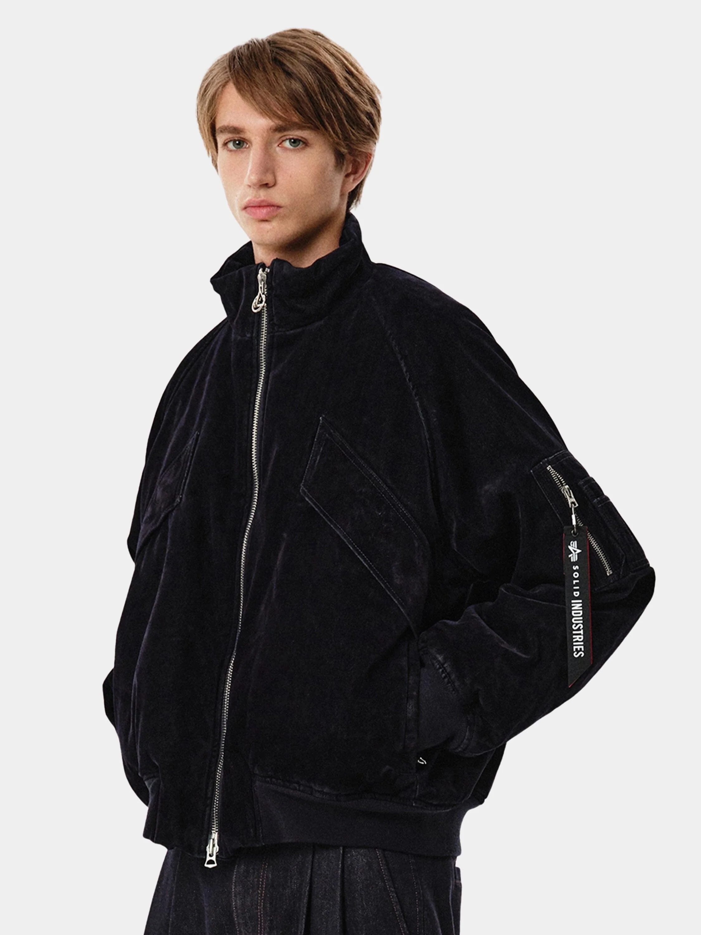 SOLID HOMME X ALPHA VELVET DENIM MA-1 JACKET - Image 12