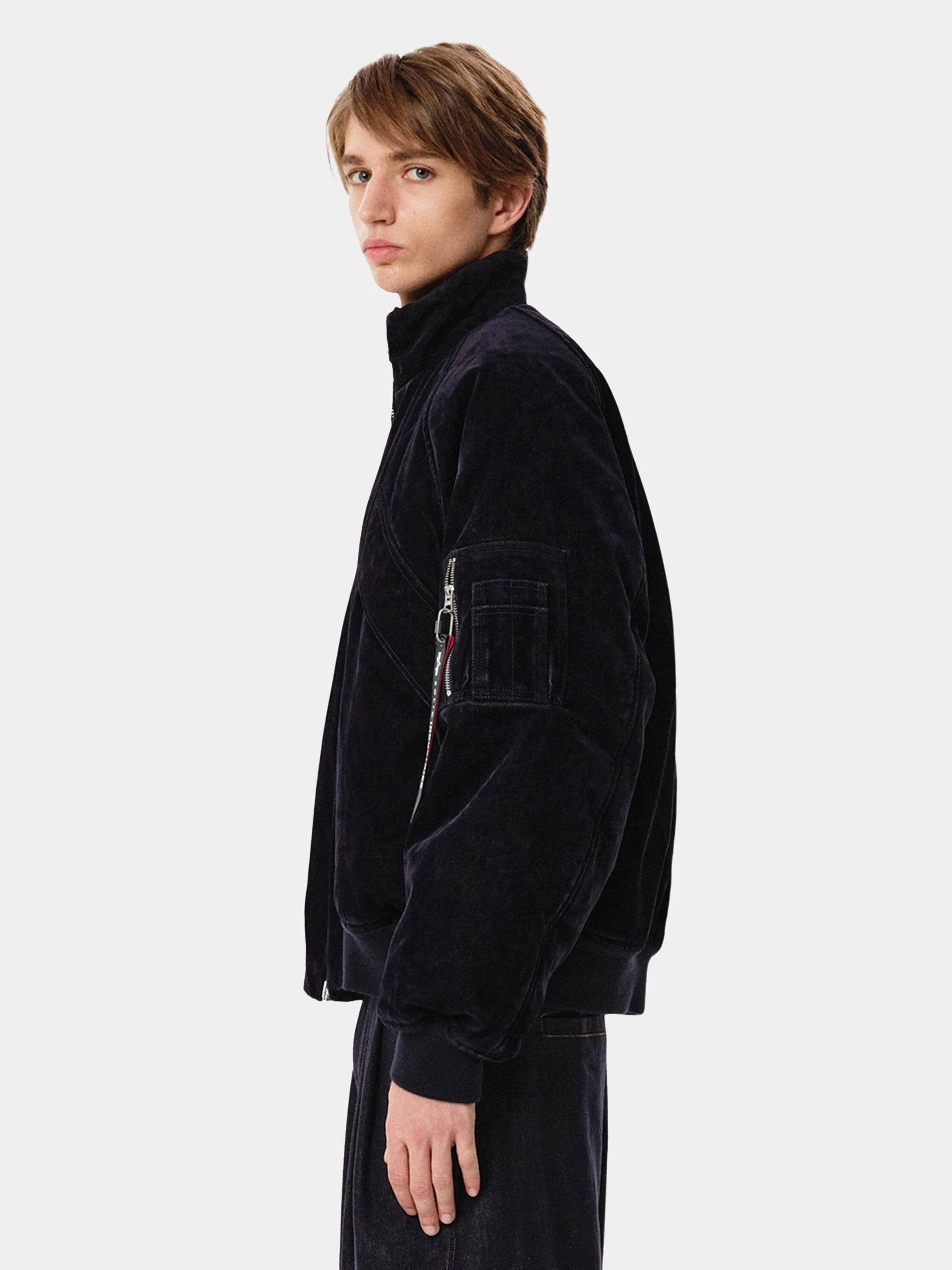 SOLID HOMME X ALPHA VELVET DENIM MA-1 JACKET - Image 13