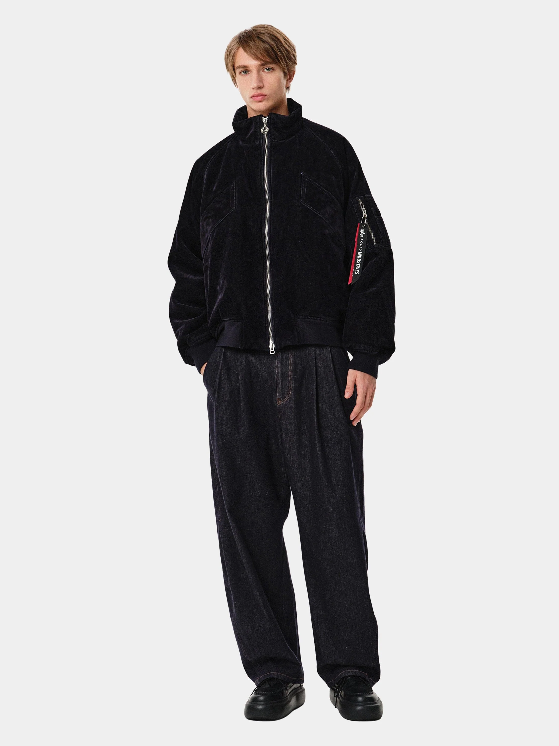 SOLID HOMME X ALPHA VELVET DENIM MA-1 JACKET - Image 14