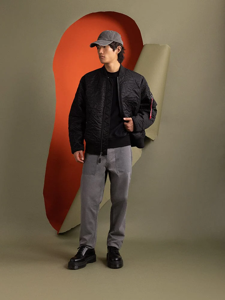 CAMO QUILTED MA-1 BOMBER JACKET BLACK - Image 5