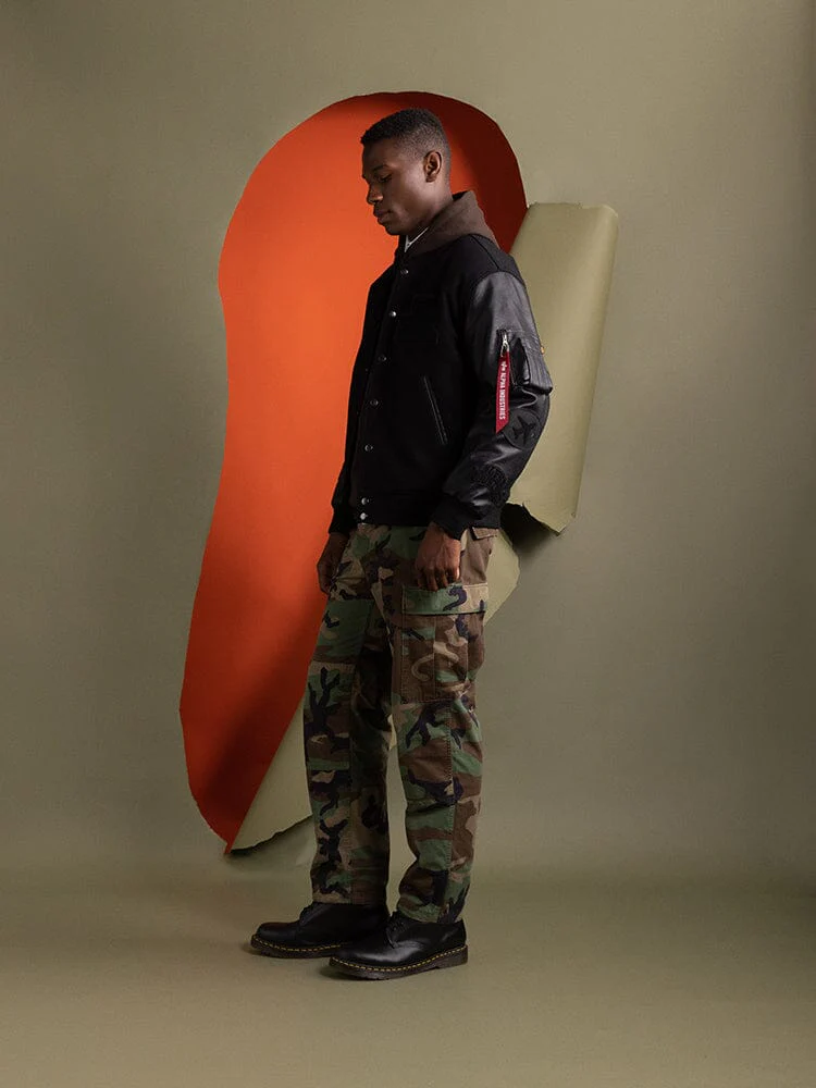 FAUX LEATHER MA-1 VARSITY BOMBER JACKET - Image 5