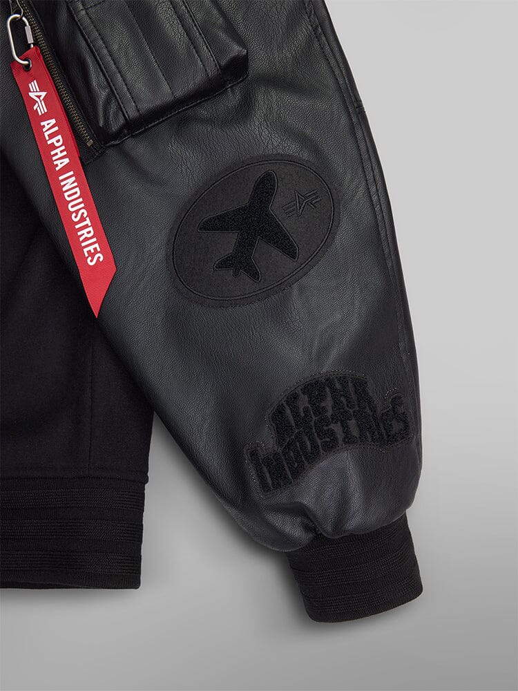 FAUX LEATHER MA-1 VARSITY BOMBER JACKET - Image 9