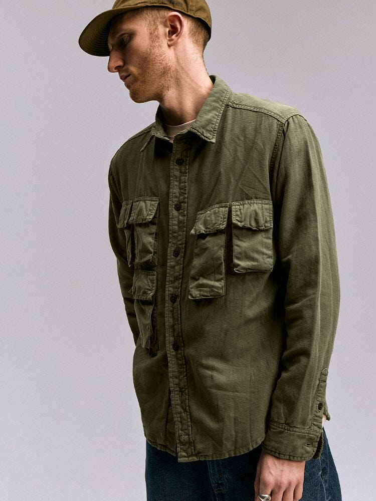 LONG SLEEVE MULTI POCKET SHIRT (OG-107 GREEN) - Image 3