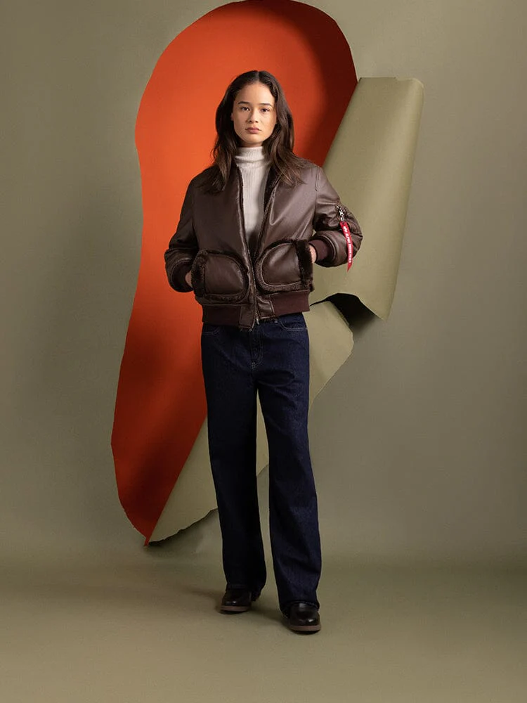 WOMEN'S REVERSIBLE FAUX LEATHER MA-1 BOMBER JACKET - Image 14