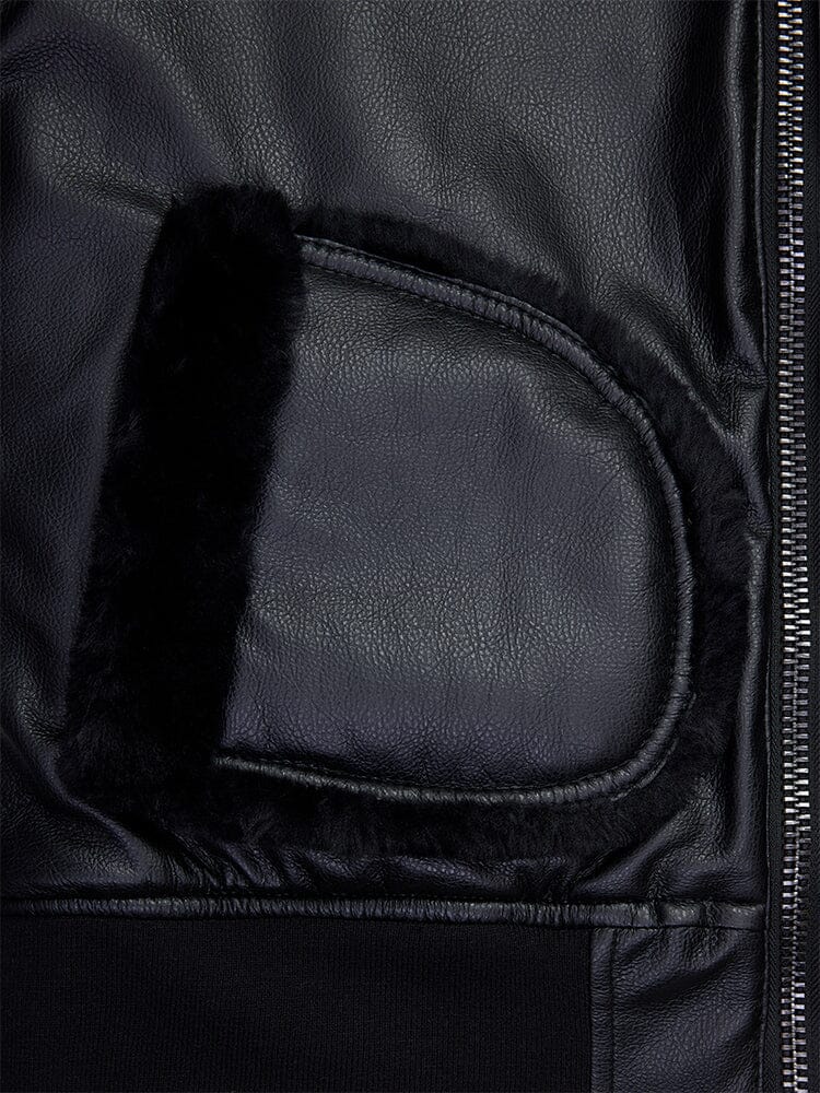 WOMEN'S REVERSIBLE FAUX LEATHER MA-1 BOMBER JACKET - Image 6